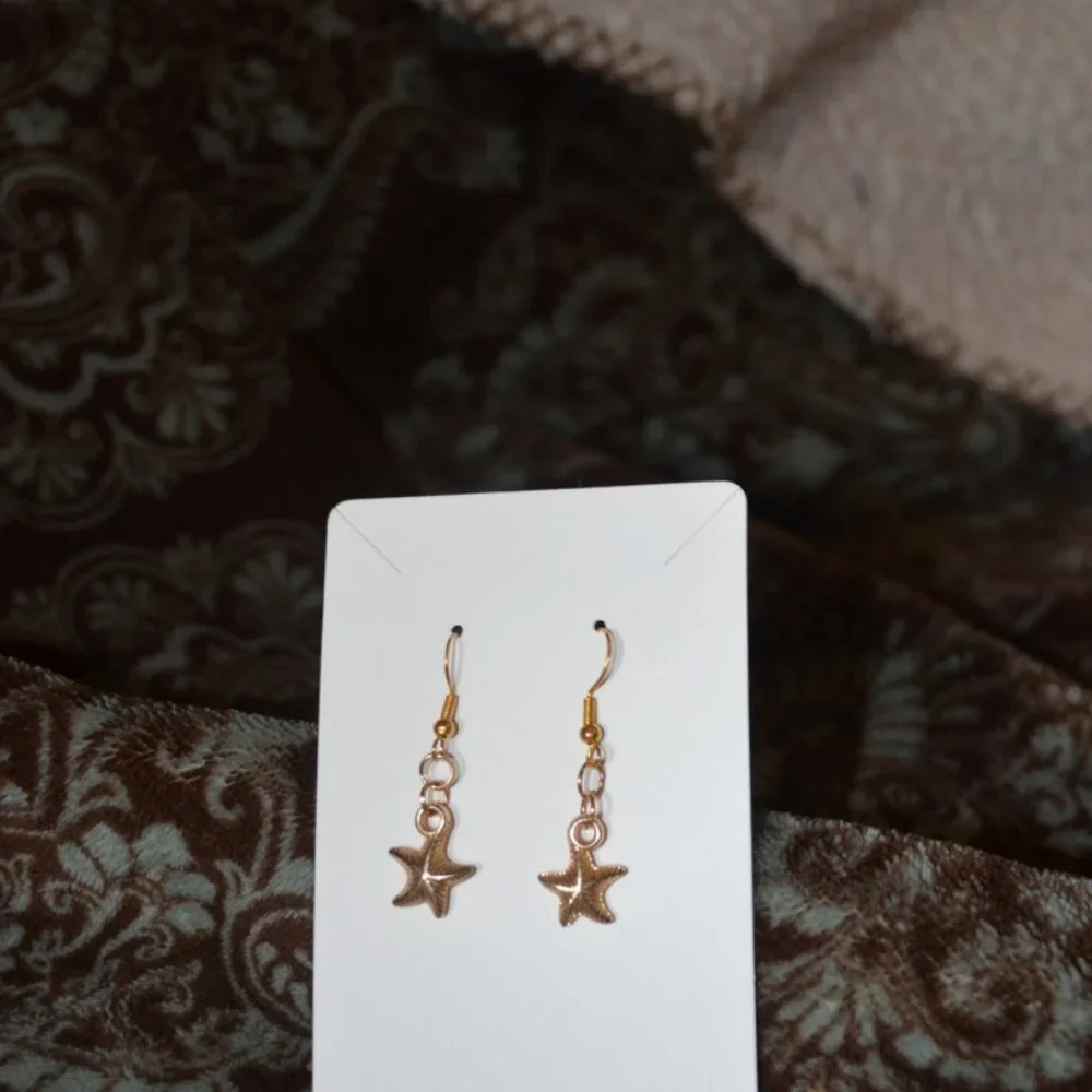 Handmade Plated Gold Hanging Earrings Sea Star (1.5')